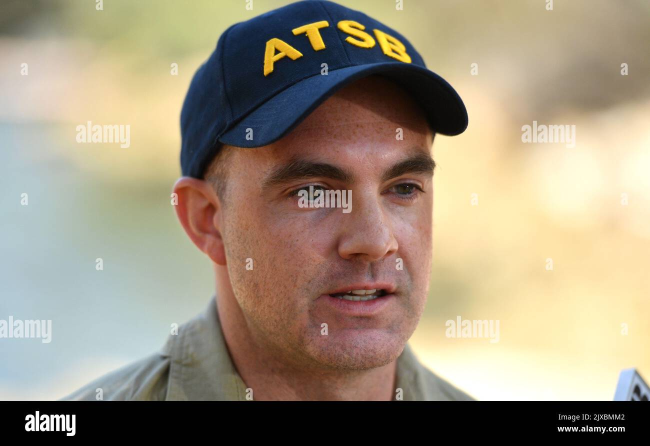 Australian Transport Safety Bureau (ATSB) Executive Director of Transport  Safety, Nat Nagy, speaks to the media during a press conference held at the  Apple Tree Bay boat ramp, near Bobbin Head, New