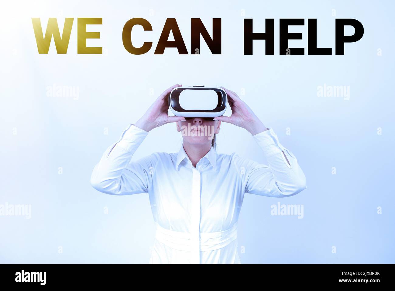 Writing displaying text We Can Help. Word Written on Let us support you give advice assistance service solutions Stock Photo