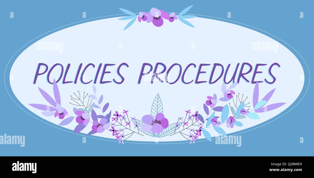 Text caption presenting Policies Procedures. Business showcase ...