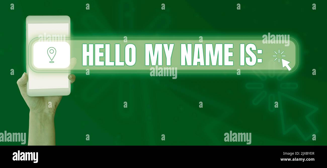 Hand writing sign Hello My Name Isintroducing yourself to new people ...