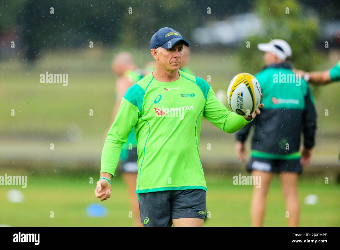 Coach Andy Friend during a Rugby sevens team training session at Moore ...