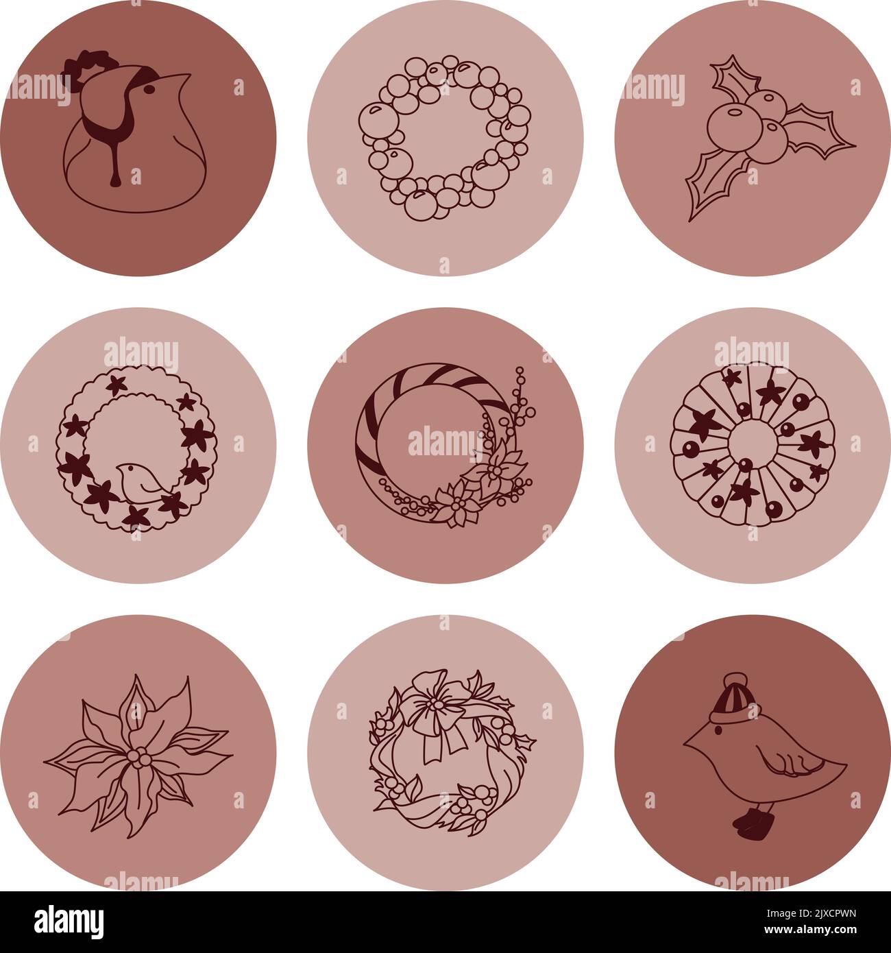 Set of hand-drawn christmas and winter doodle elements in vector ...