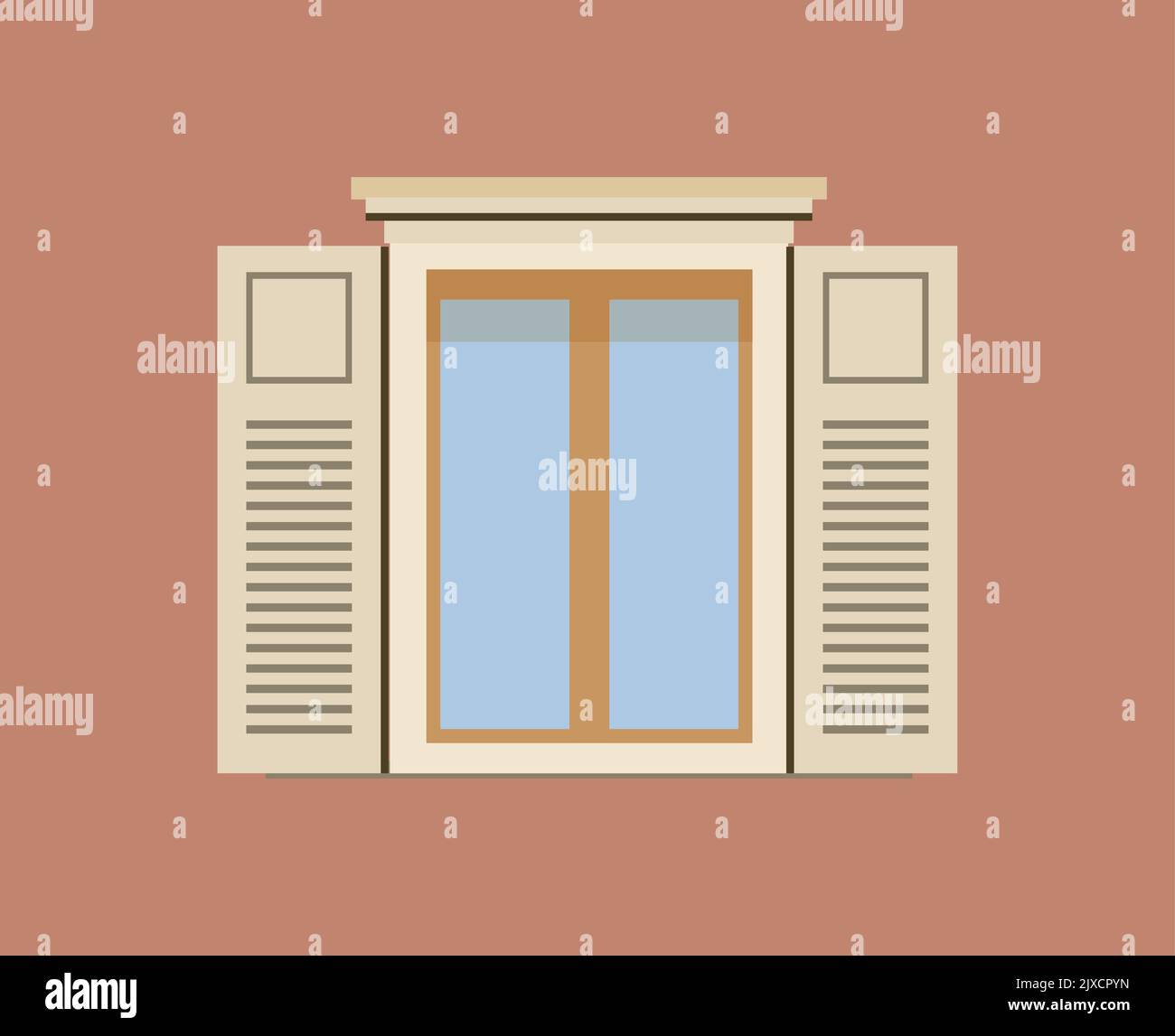 Shutter Vector Simple Window with shutters on the wall. vector illustration. window close-up ...