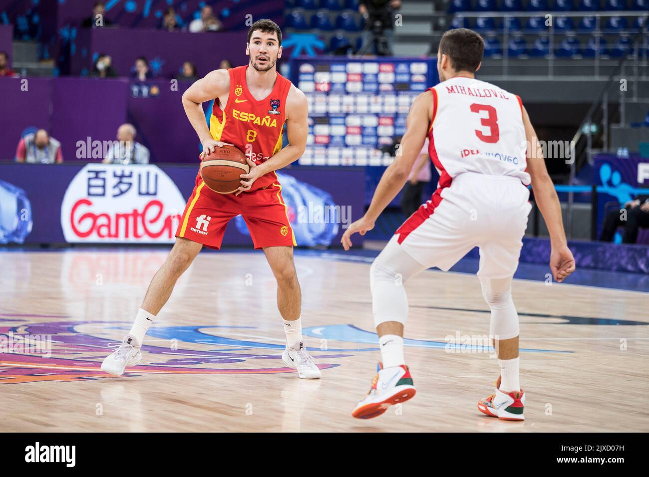 Tbilisi, Georgia, 6th September 2022. Dario Brizuela of Spain in actio during the FIBA EuroBasket 2022 group A match between Montenegro and Spain at Tbilisi Arena in Tbilisi, Georgia. September 6, 2022. Credit: Nikola Krstic/Alamy Stock Photo