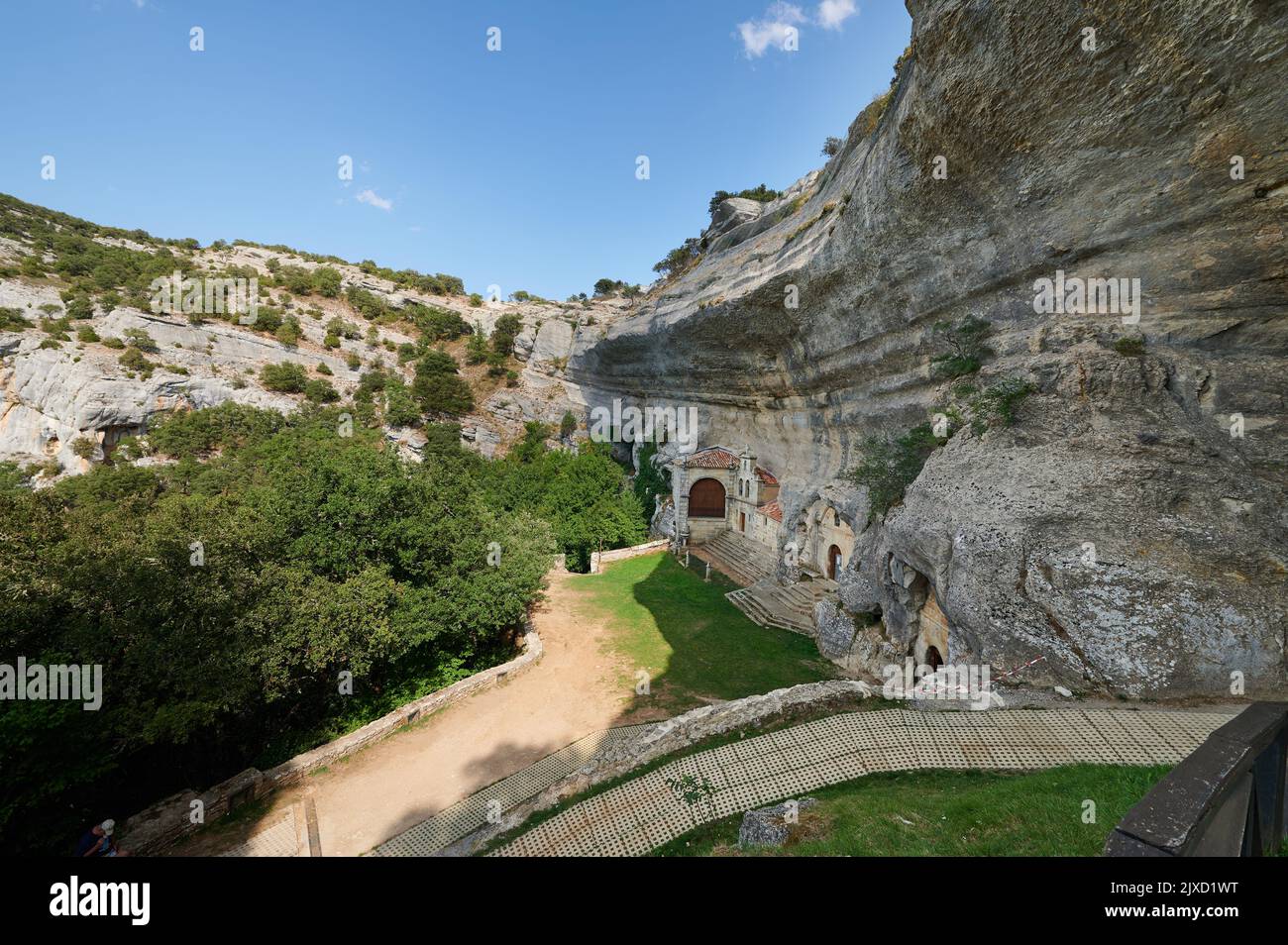 Hermitage of San Bernabe in the Ojo Guareña Karstic complex, National Monument in Castilla León, Spain, Europe Stock Photo