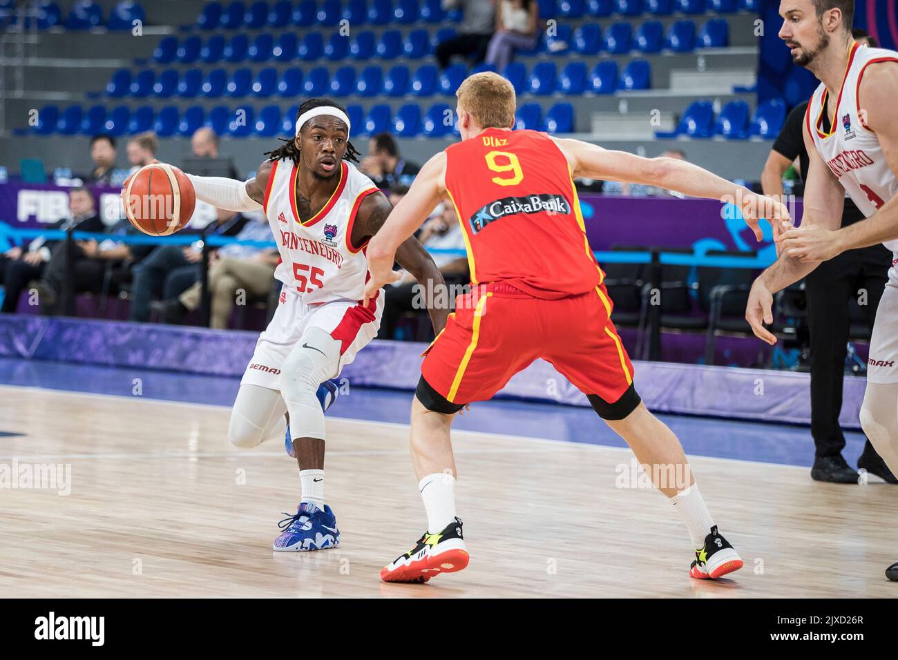 Tbilisi, Georgia, 6th September 2022. Kendrick Dennard Perry of Montenegro in action during the FIBA EuroBasket 2022 group A match between Montenegro and Spain at Tbilisi Arena in Tbilisi, Georgia. September 6, 2022. Credit: Nikola Krstic/Alamy Stock Photo