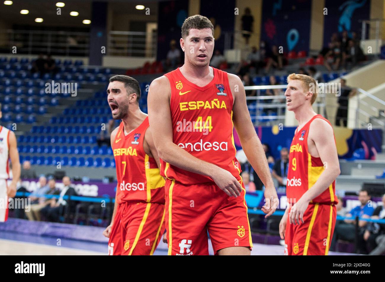 Tbilisi, Georgia, 6th September 2022. Joel Parra of Spain reacts during the FIBA EuroBasket 2022 group A match between Montenegro and Spain at Tbilisi Arena in Tbilisi, Georgia. September 6, 2022. Credit: Nikola Krstic/Alamy Stock Photo