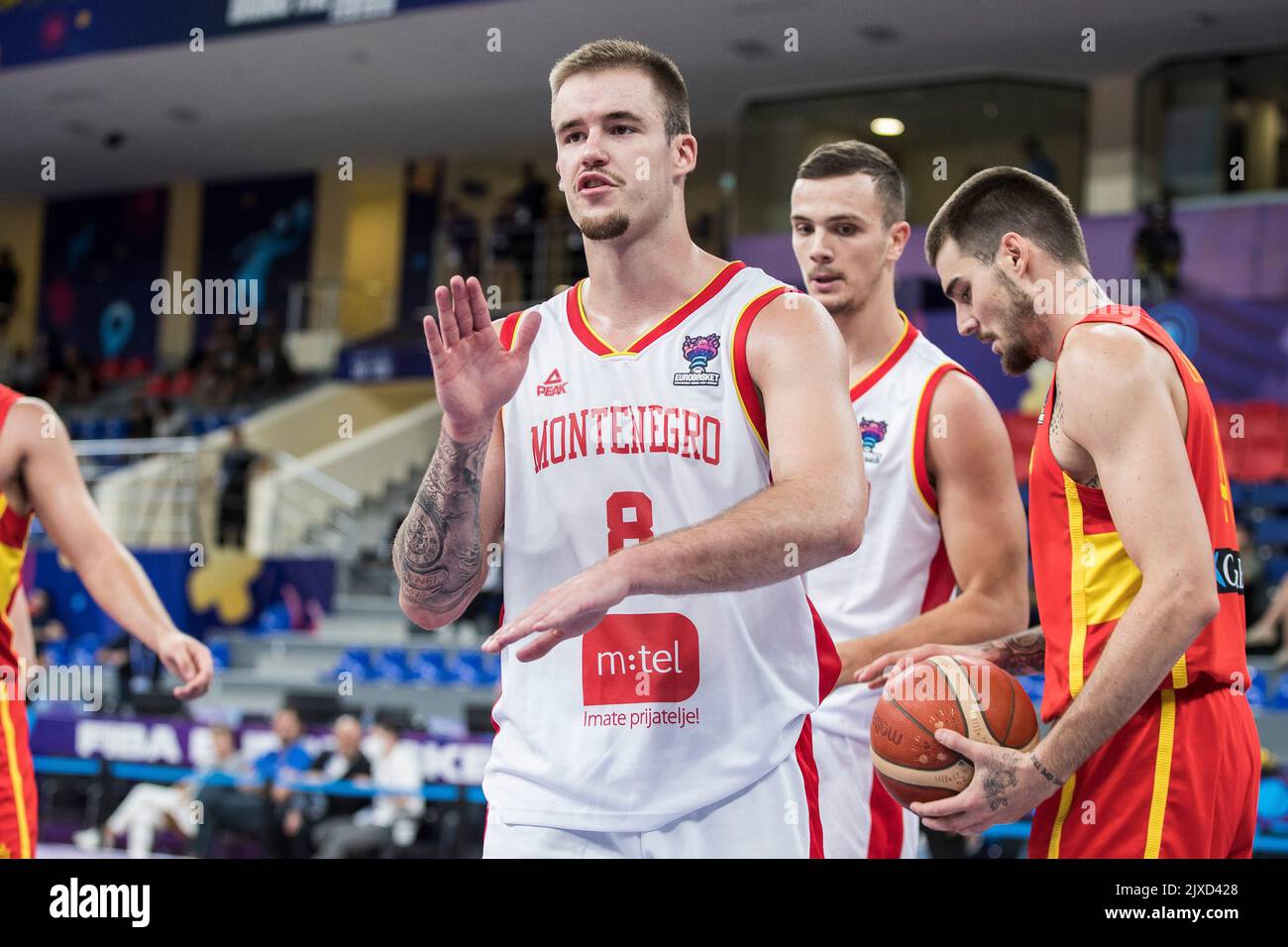 Tbilisi, Georgia, 6th September 2022. Dino Radoncic of Montenegro reacts during the FIBA EuroBasket 2022 group A match between Montenegro and Spain at Tbilisi Arena in Tbilisi, Georgia. September 6, 2022. Credit: Nikola Krstic/Alamy Stock Photo