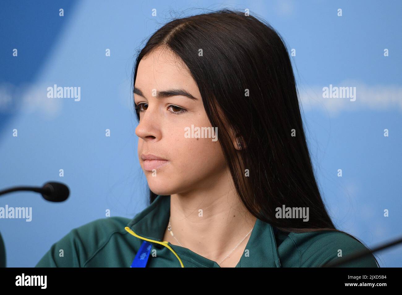 Australian Olympic mogul skier Jakara Anthony looks on during an ...
