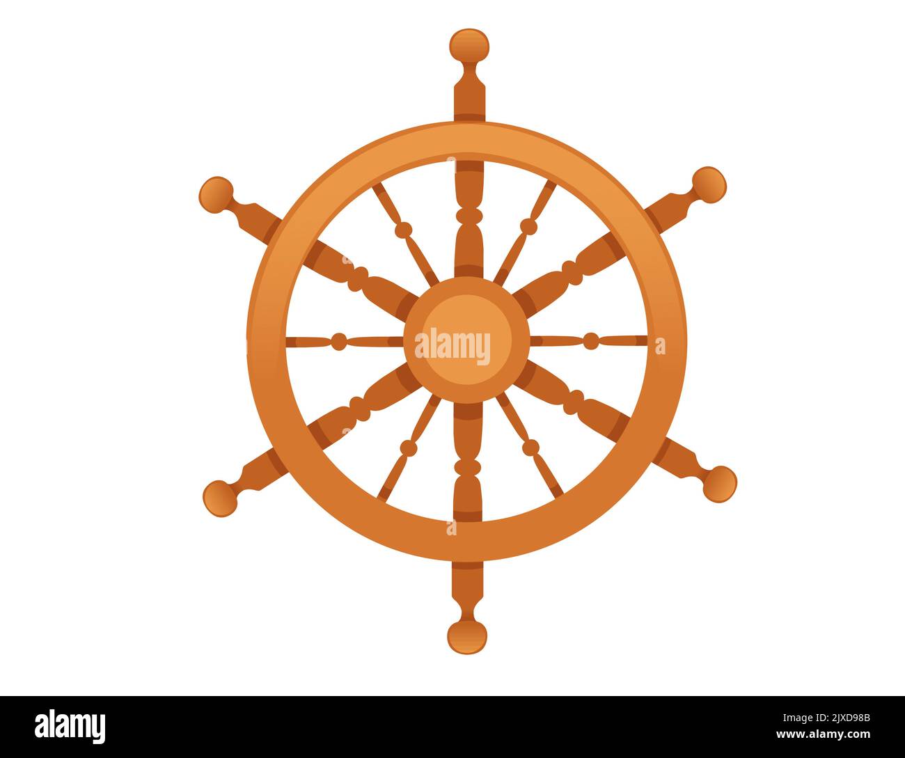 Wooden ship helm vector illustration isolated on white background Stock