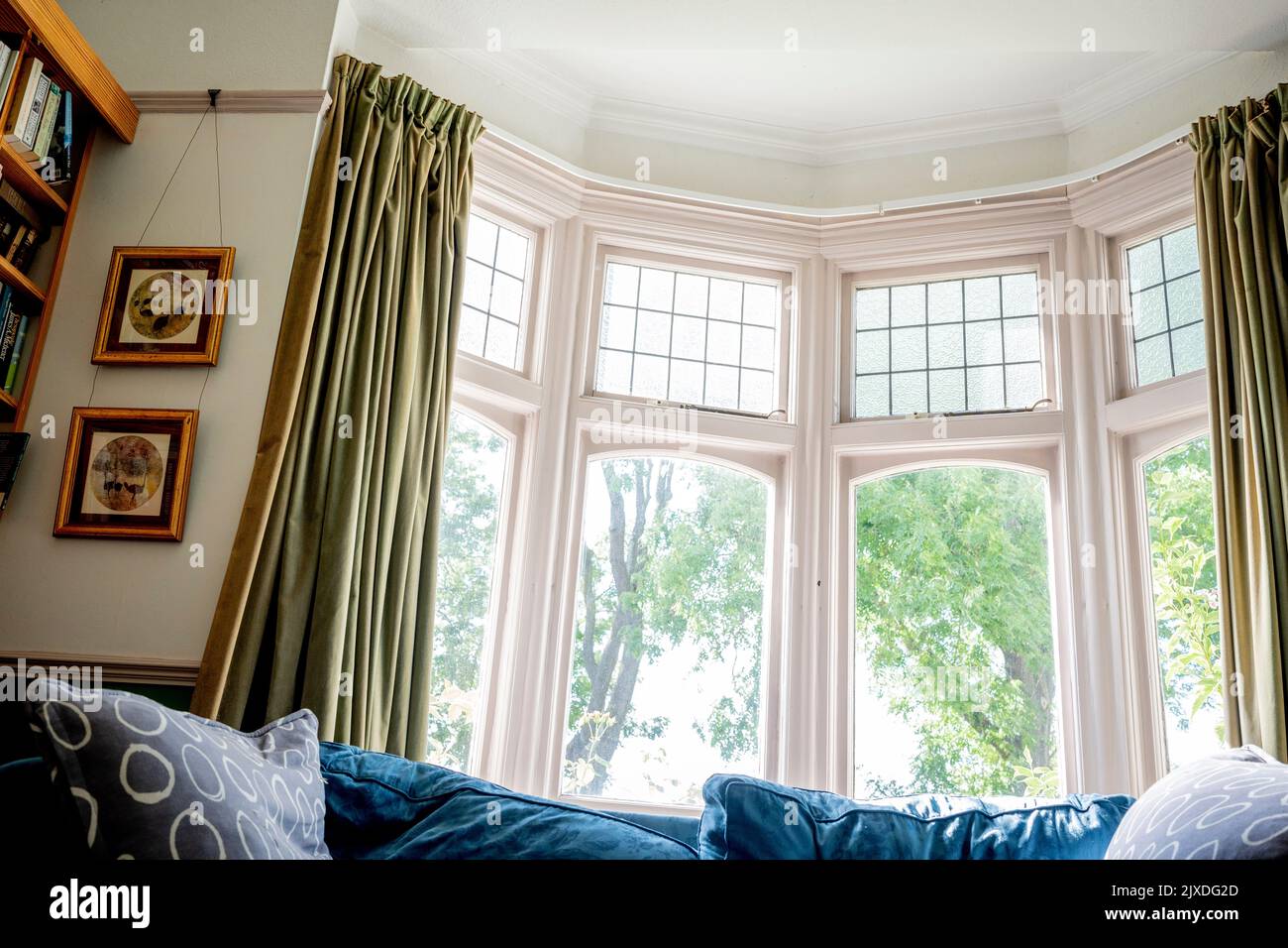 A bay window on a sunny afternoon in a south London residential home, on 4th September 2022, in London, England. Stock Photo