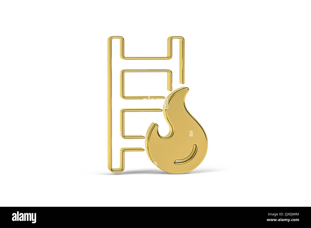 Golden 3d fire escape icon isolated on white background - 3d render ...