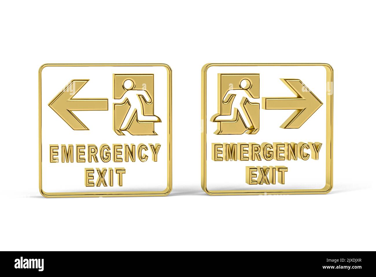 Golden 3d fire escape icon isolated on white background - 3d render ...