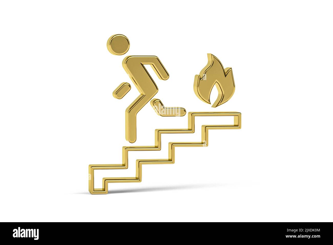Golden 3d fire escape icon isolated on white background - 3d render ...