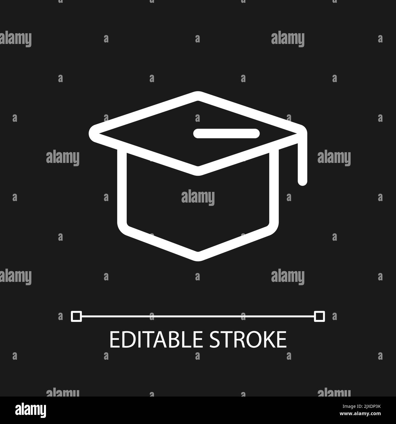 Mortarboard hat pixel perfect white linear ui icon for dark theme Stock Vector