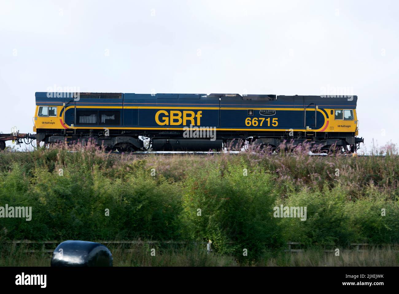 GBRf Class 66 diesel locomotive No. 66715 'Valour', Warwickshire, UK Stock Photo