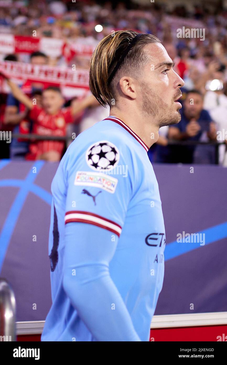 Seville, Spain. 06th Sep, 2022. Jack Grealish (10) of Manchester City seen during the UEFA Champions League match between Sevilla FC and Manchester City at Estadio Ramon Sanchez Pizjuan in Seville. (Photo Credit: Gonzales Photo/Alamy Live News Stock Photo