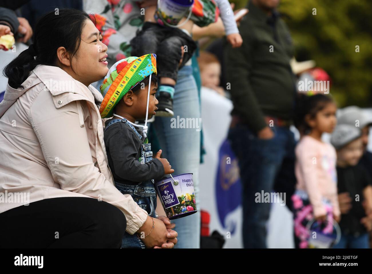 Participants are seen during the annual Cadbury Easter Egg Hunt and