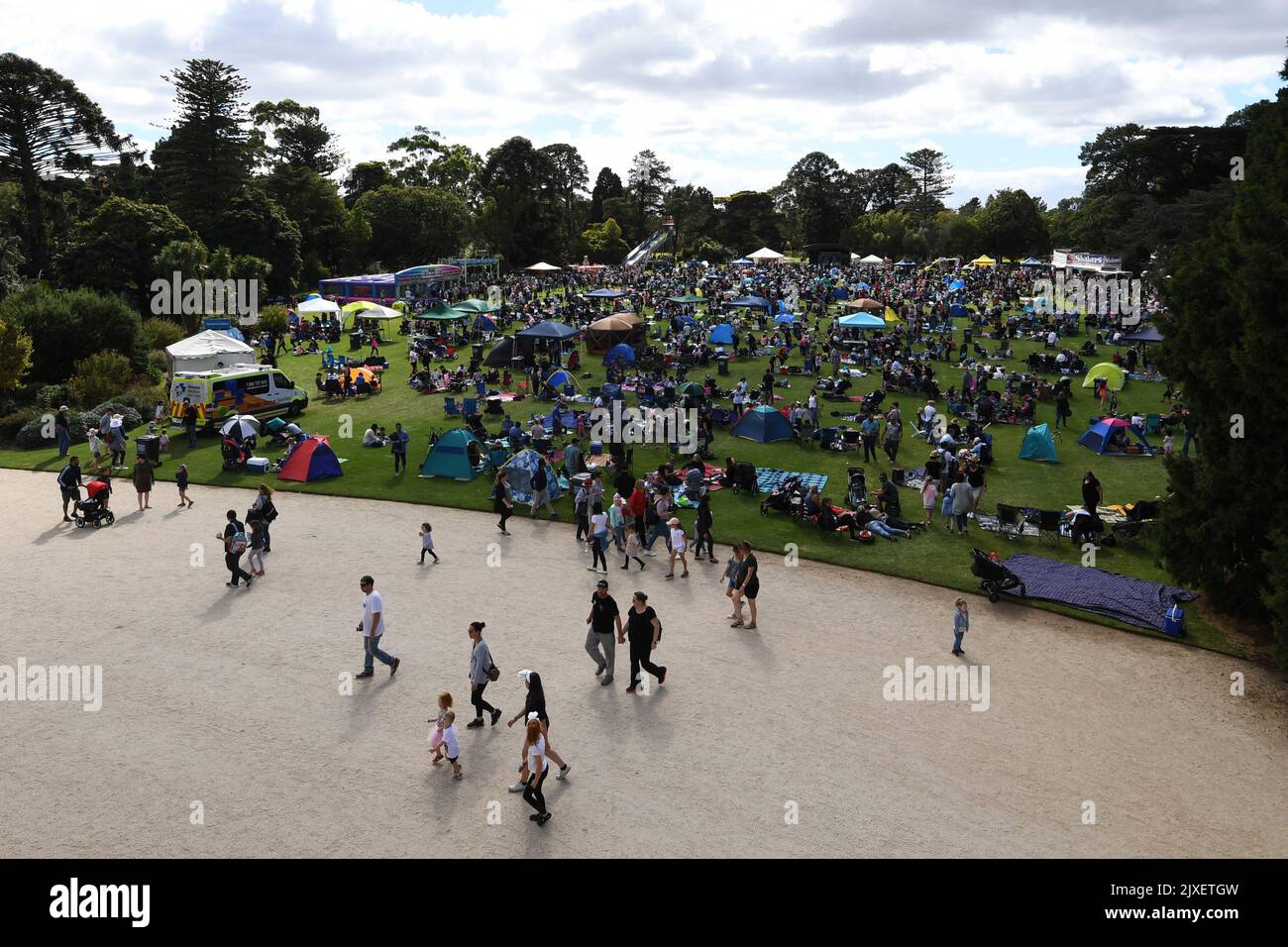 Crowds of people are seen during the annual Cadbury Easter Egg Hunt and