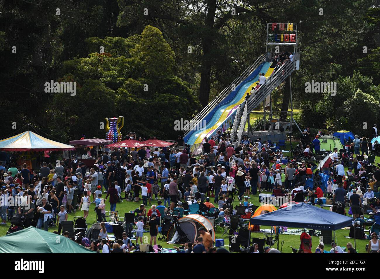 Crowds of people are seen during the annual Cadbury Easter Egg Hunt and
