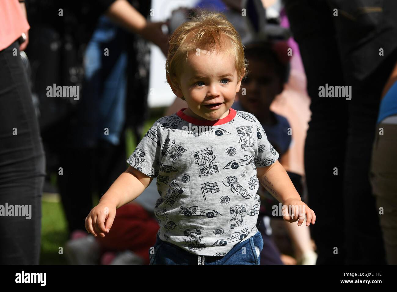 Children collect chocolate eggs during the annual Cadbury Easter Egg