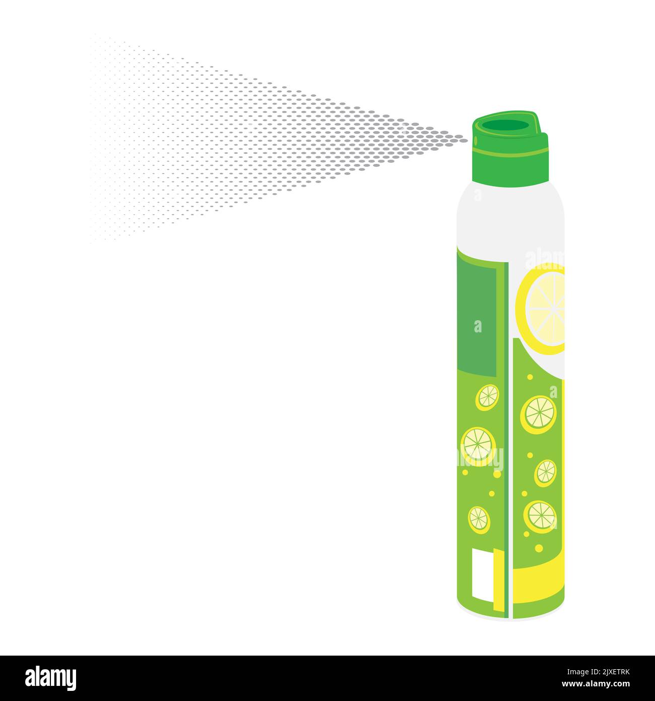 Aerosol spray can, deodorant, cleanser, furniture polish, paint, air freshener, repellent gas spray. Disinfectant icon in aluminum bottle Stock Photo