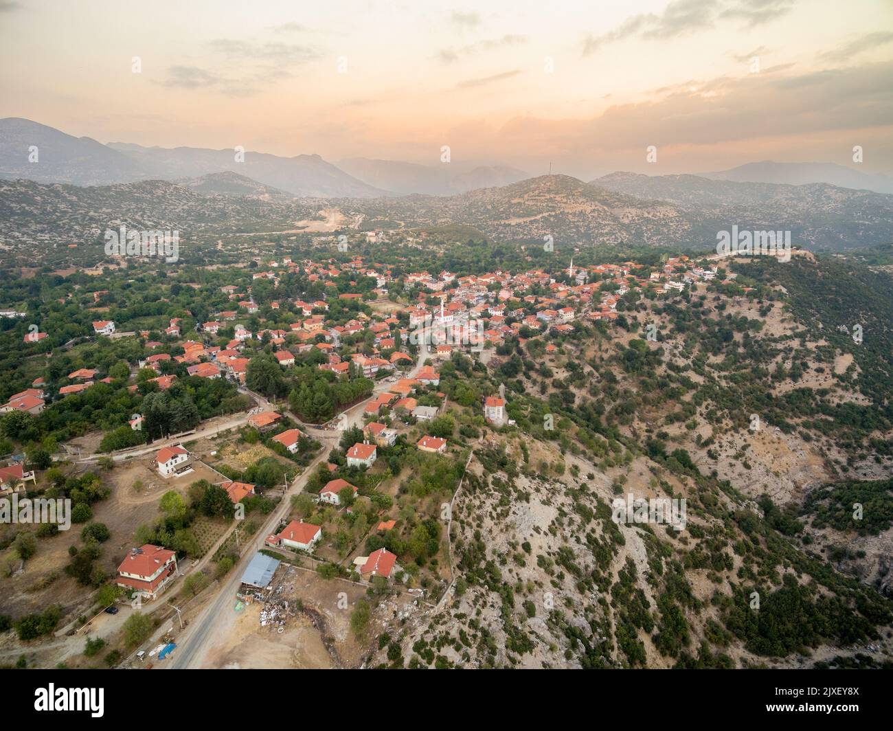 Aerial photo of town of Ormana Ibradi Antalya Turkey Stock Photo