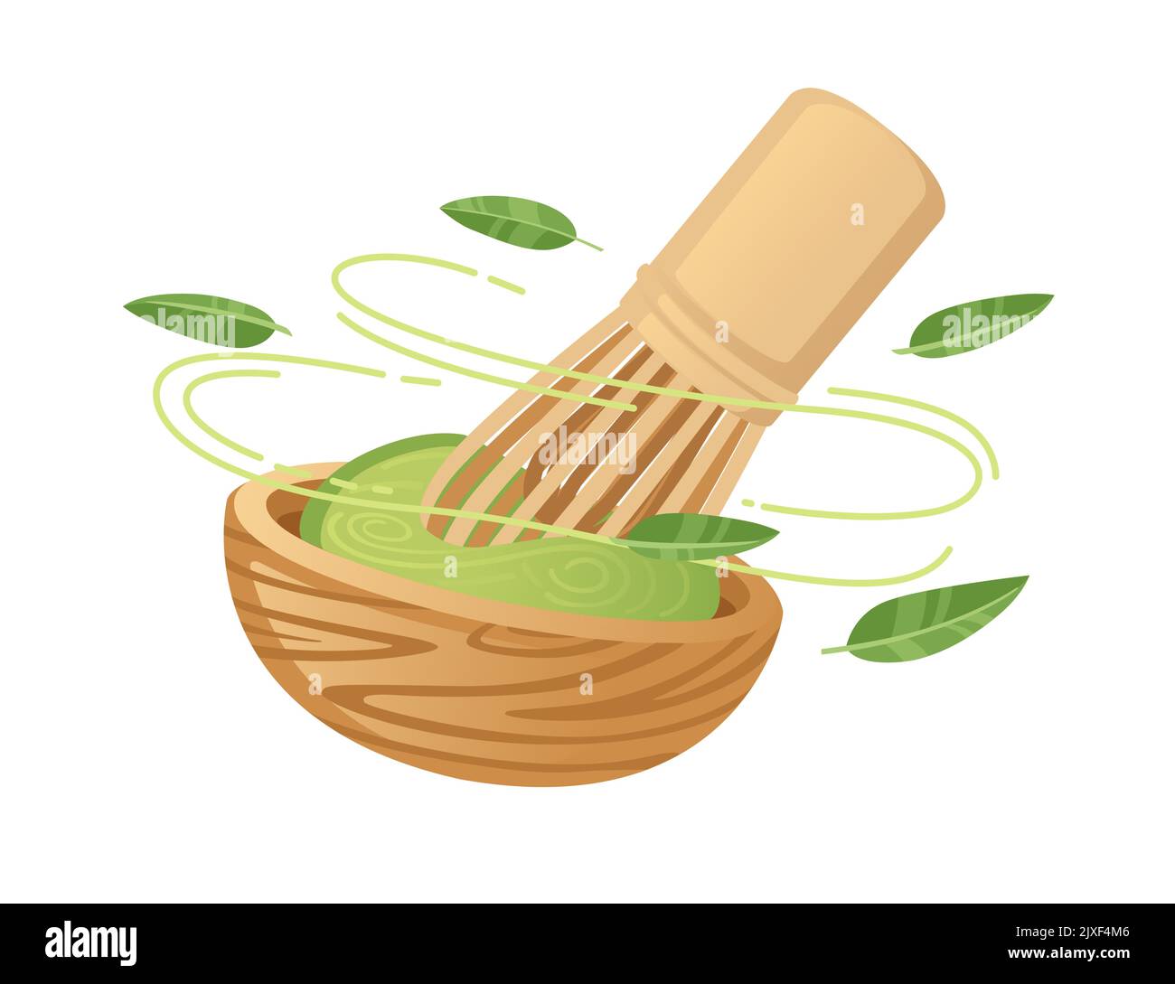 Wooden matcha whisk tool tradition equipment vector illustration isolated on white background Stock Vector