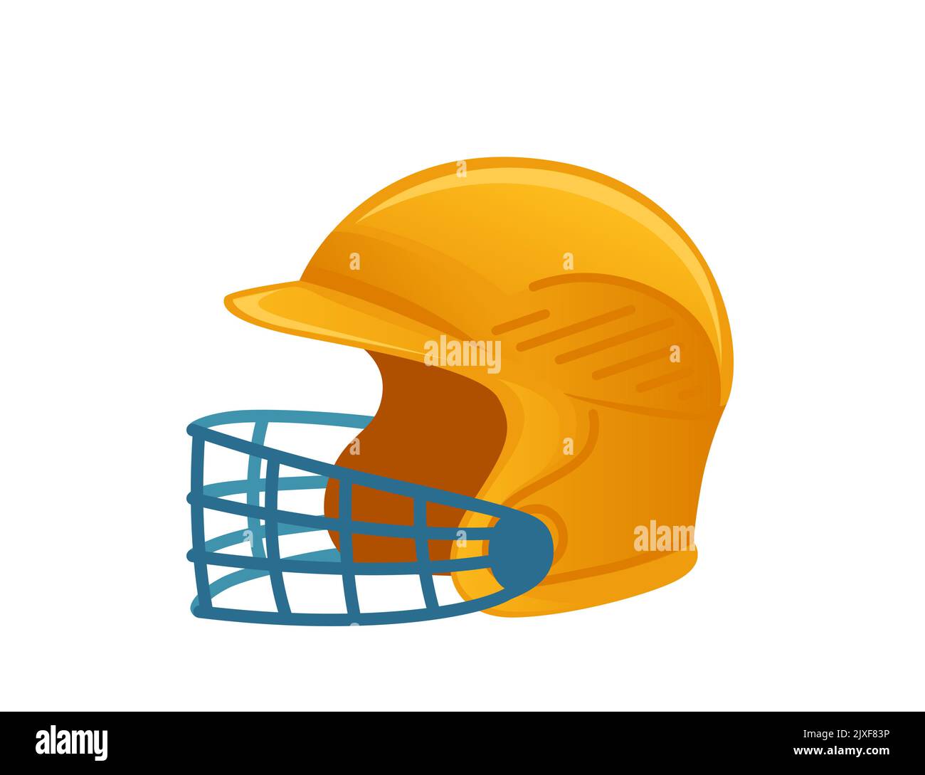 Yellow color defence baseball helmet with visor vector illustration