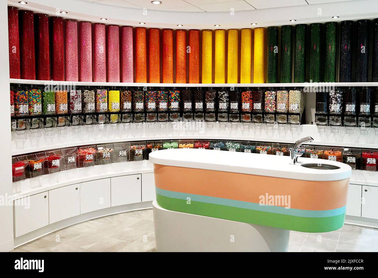 Two robots serve guests at the 'Bionic Bar' on board Royal Caribbean's ...