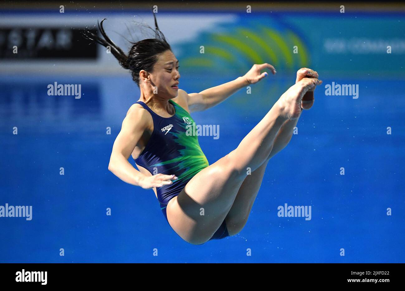 Esther Qin of Australia during the Womens 1m Springboard Final on day