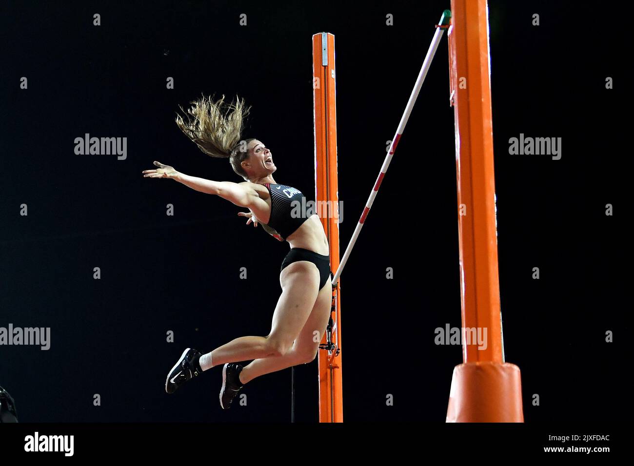 Alysha Newman of Canada clears the bar in the Women's Pole Vault Final ...