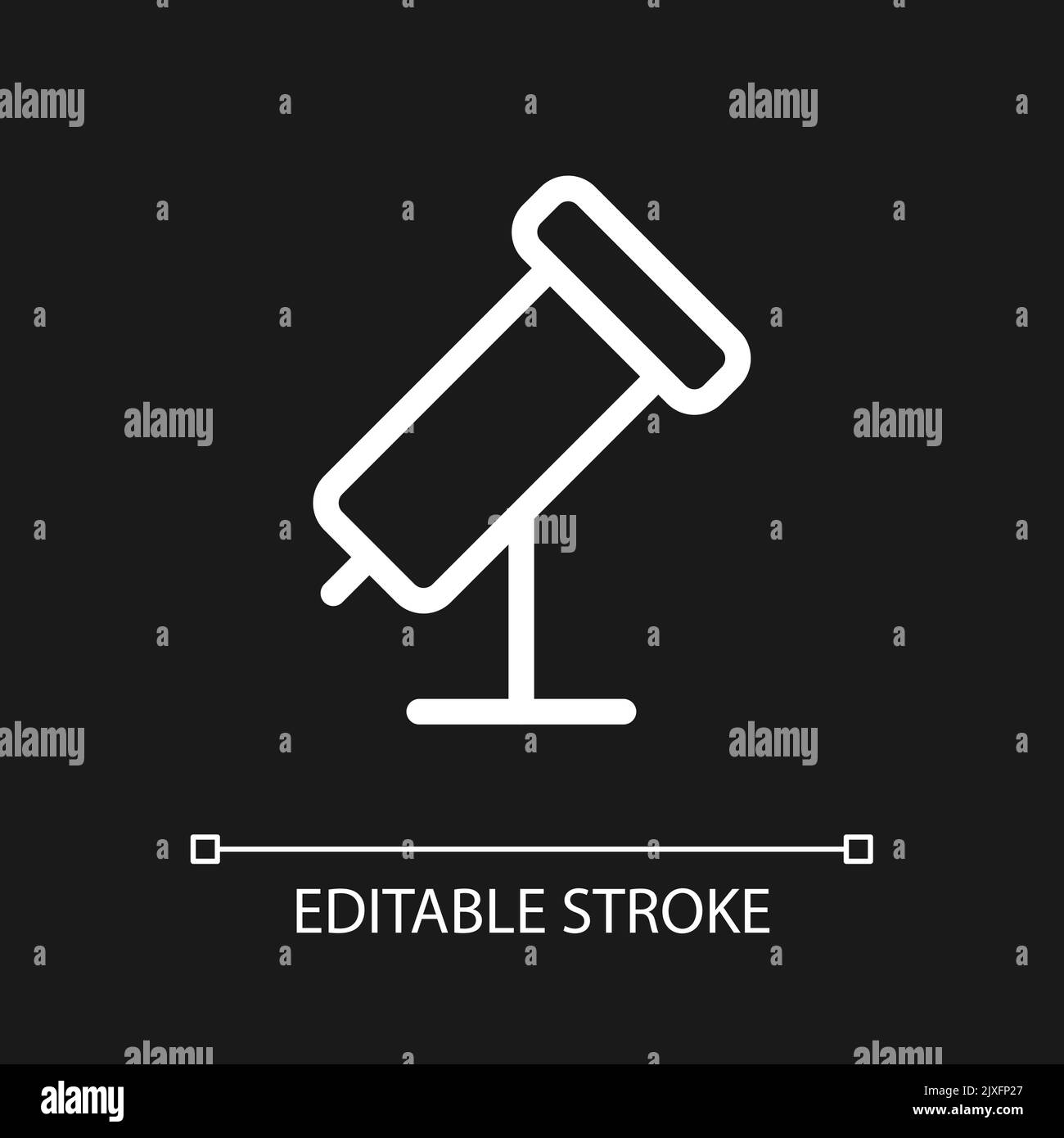 Telescope pixel perfect white linear ui icon for dark theme Stock Vector