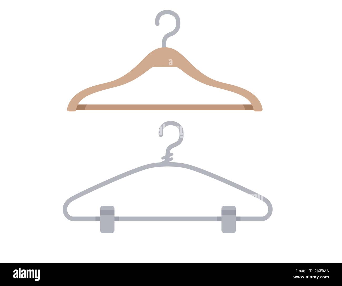 Wooden and metal clothes coat hanger vector illustration isolated on white background Stock Vector