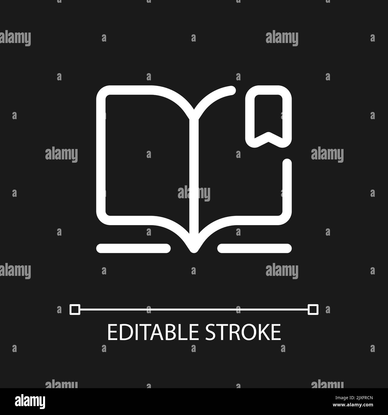 Reading e book pixel perfect white linear ui icon for dark theme Stock Vector