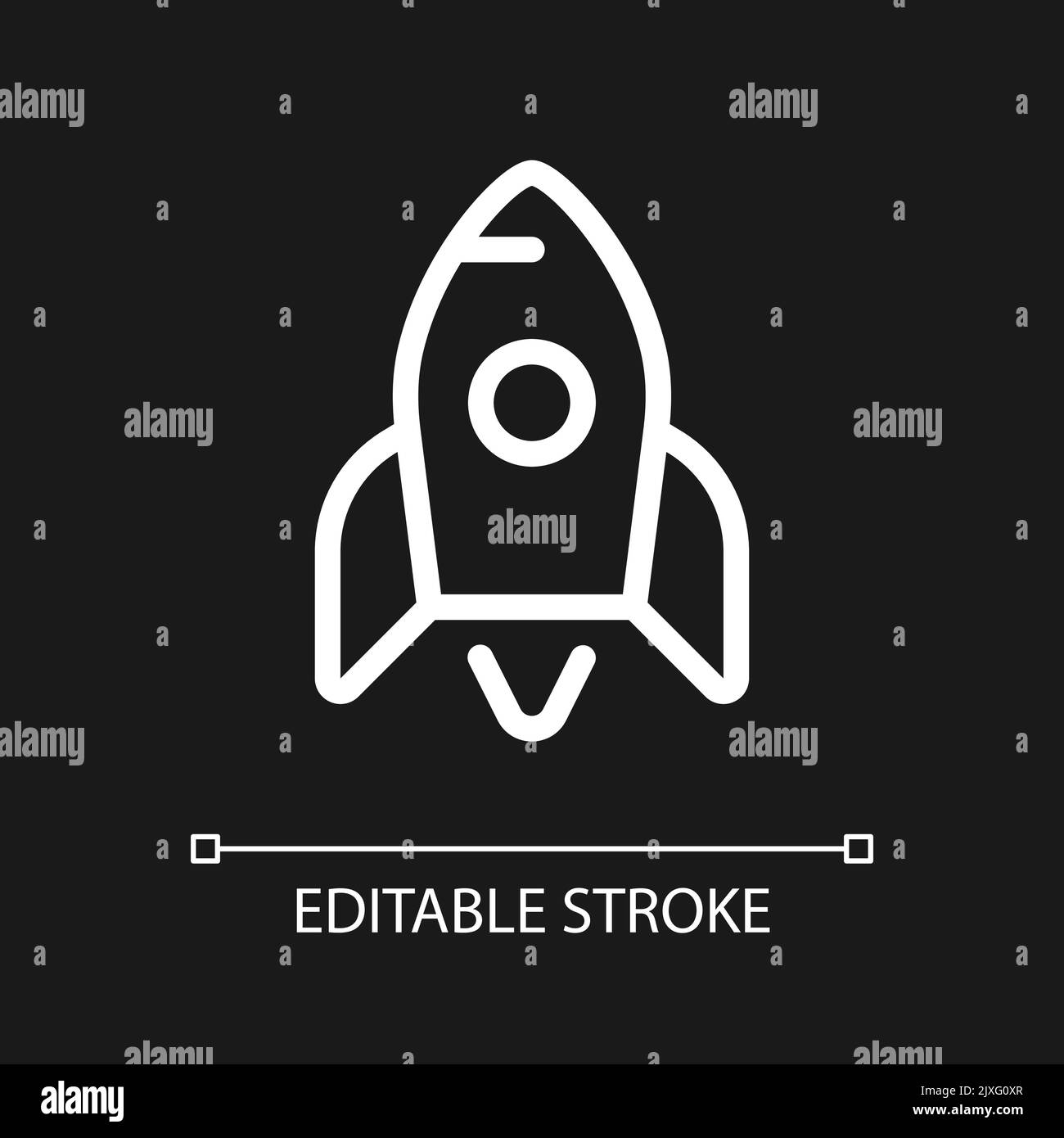Rocket pixel perfect white linear ui icon for dark theme Stock Vector