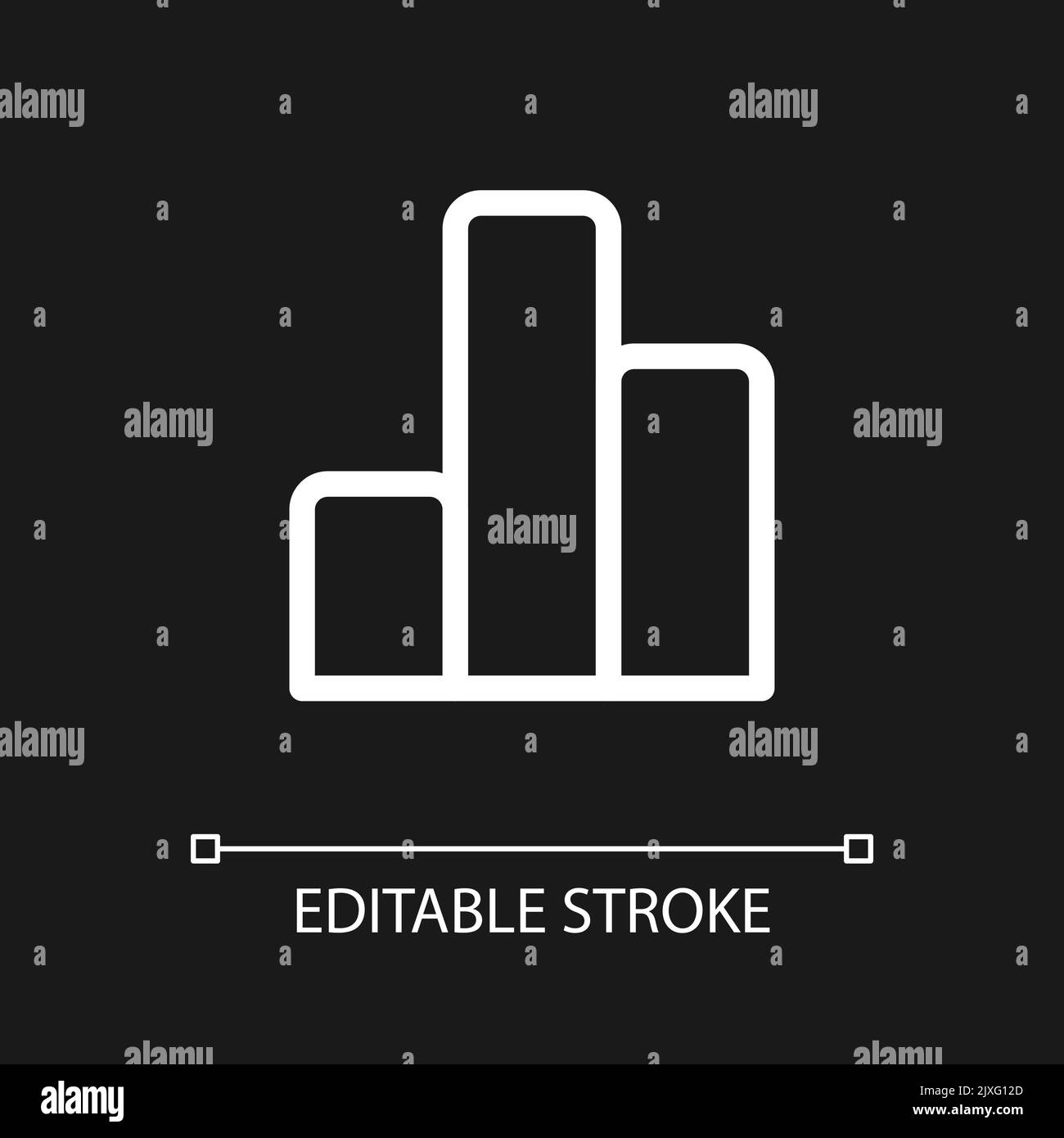 Column graph pixel perfect white linear ui icon for dark theme Stock Vector