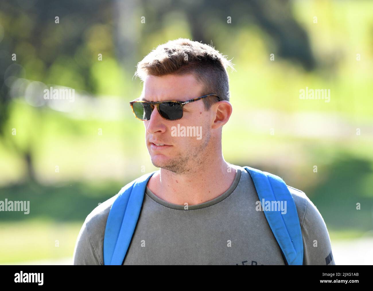 Adelaide Crows AFL player Josh Jenkins is seen arriving at Adelaide