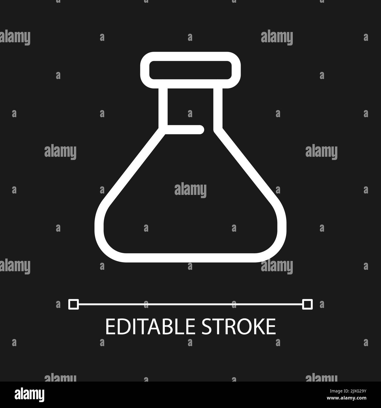 Erlenmeyer flask pixel perfect white linear ui icon for dark theme Stock Vector