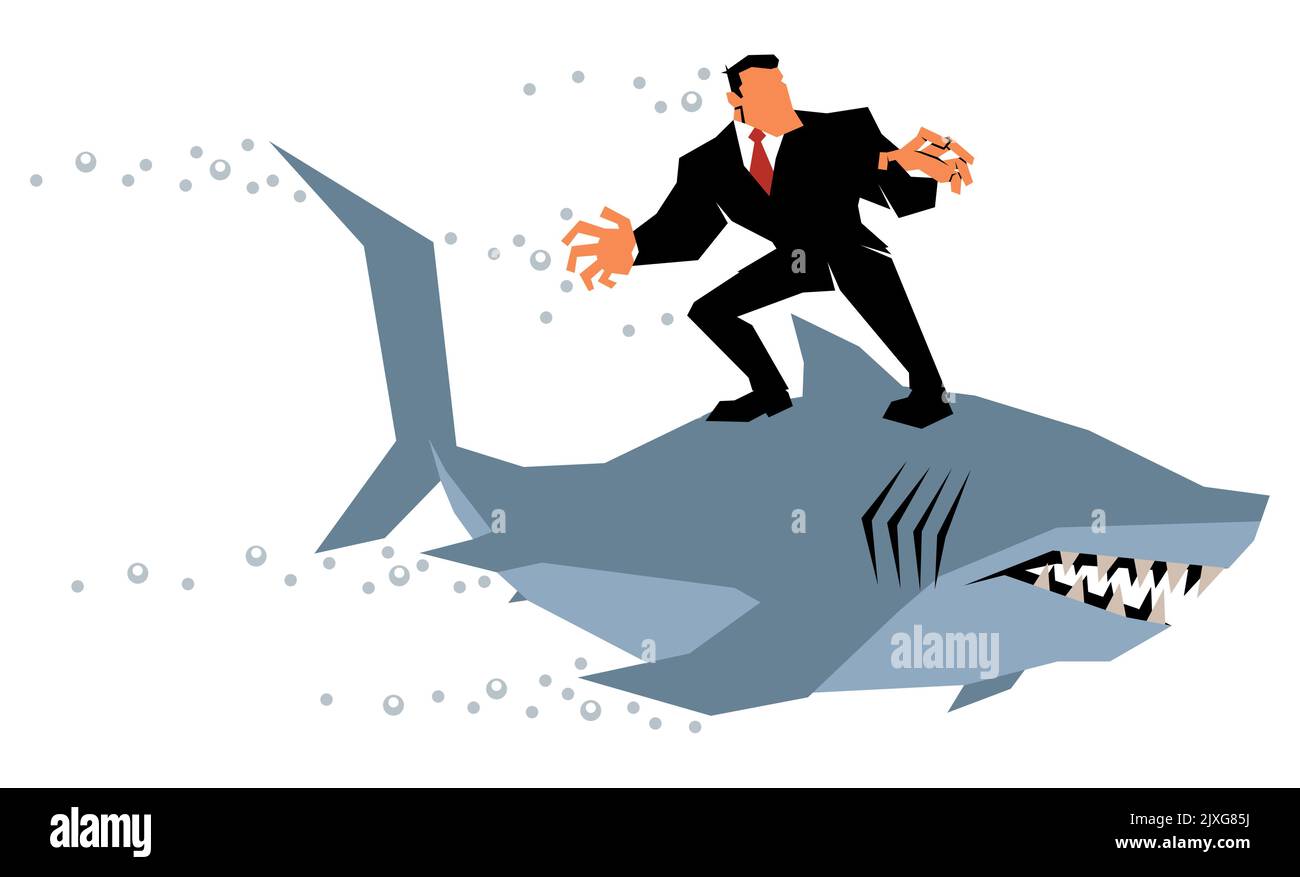 Businessman Riding Shark Stock Vector