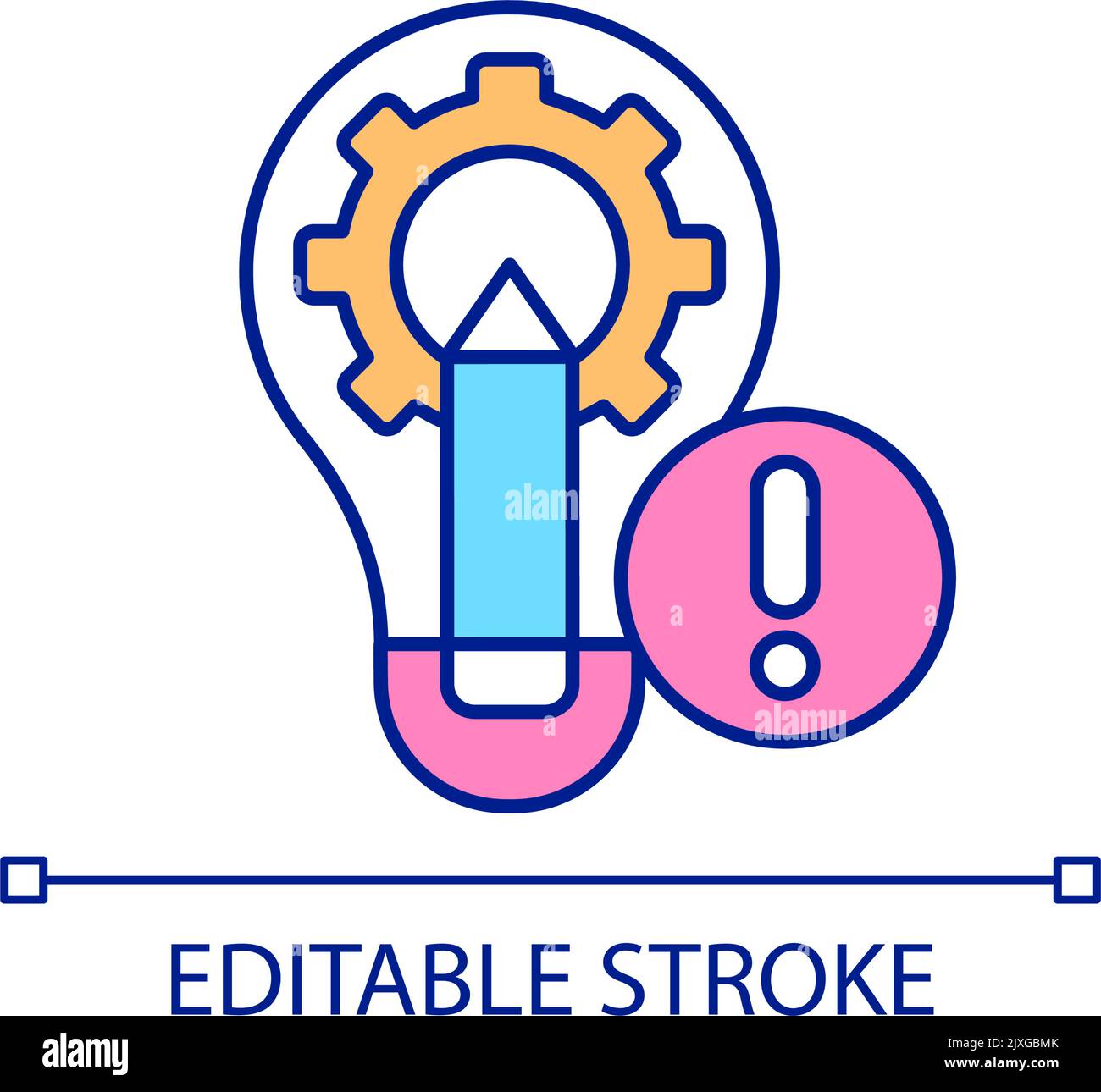 Warning about creativity excess RGB color icon Stock Vector