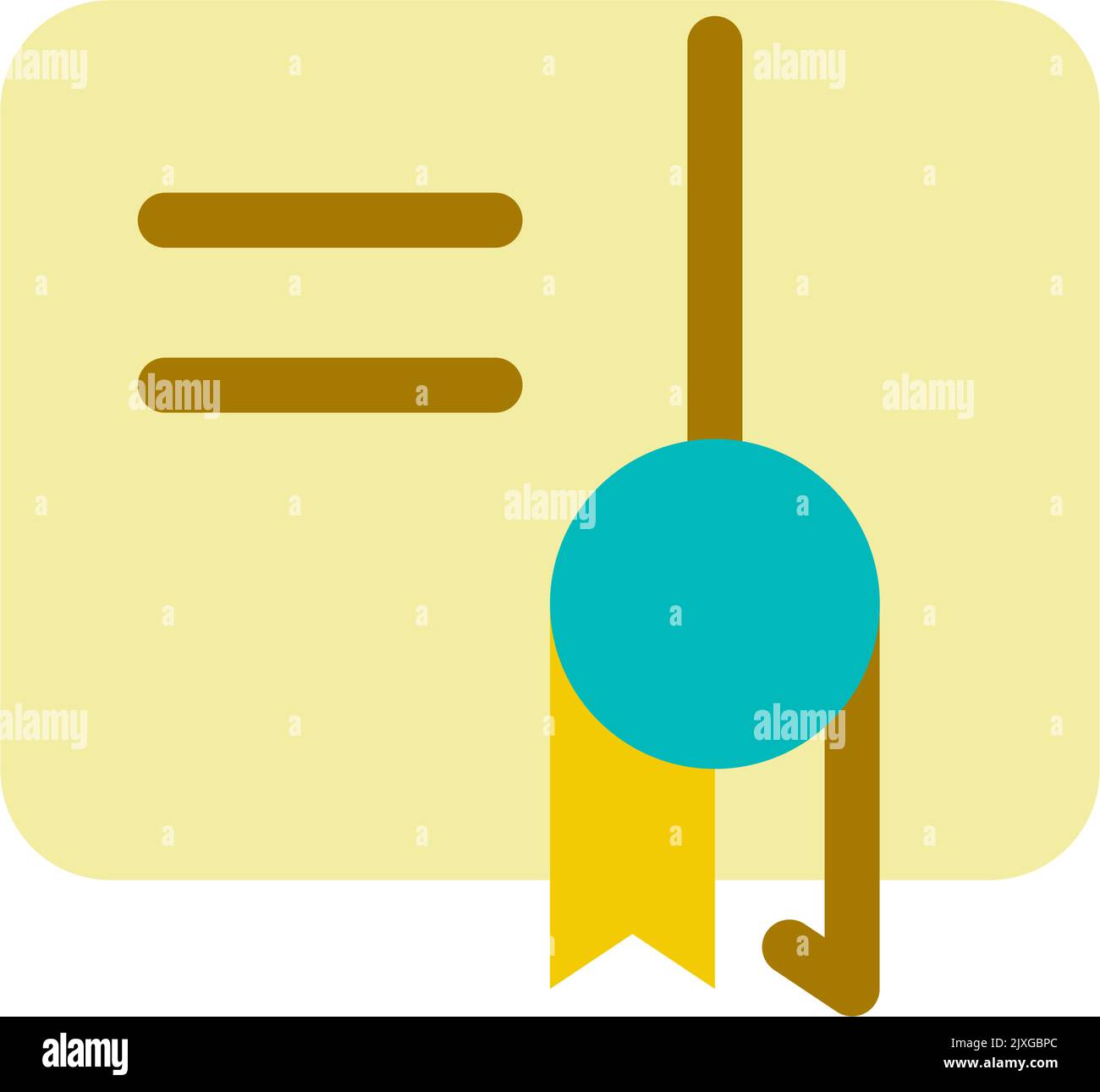 Certificate flat color ui icon Stock Vector