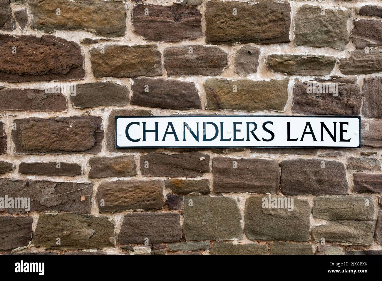 Street name sign for Chandlers Lane, Dundee.  Now contains homes converted from the former harbour workshops dating back to 1837. Stock Photo