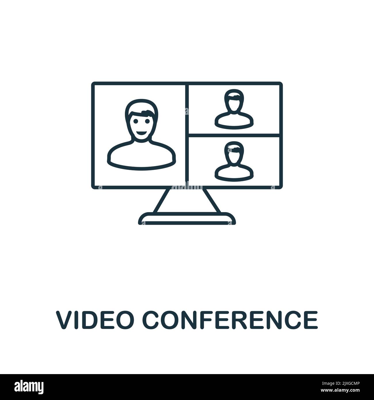 Video Conference icon. Simple element from new normality collection. Filled monochrome Video Conference icon for templates, infographics and banners Stock Vector