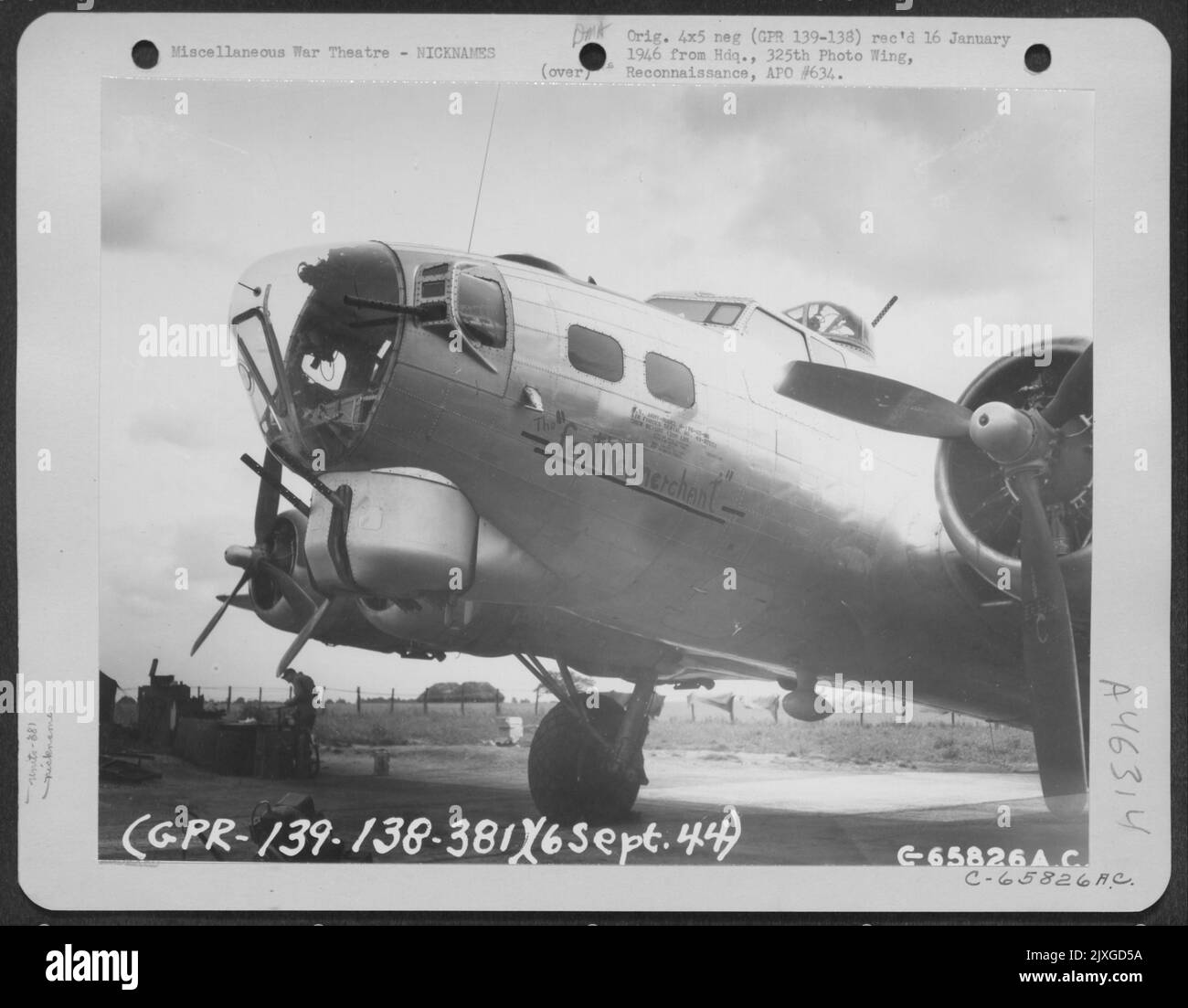 The Boeing B-17 'Flying Fortress' 'Feathermerchant' Of The 381St Bomb Group Stationed At An 8Th Air Force Base Near Ridgewell, Essex County, England, 6 Sept. 1944. Stock Photo