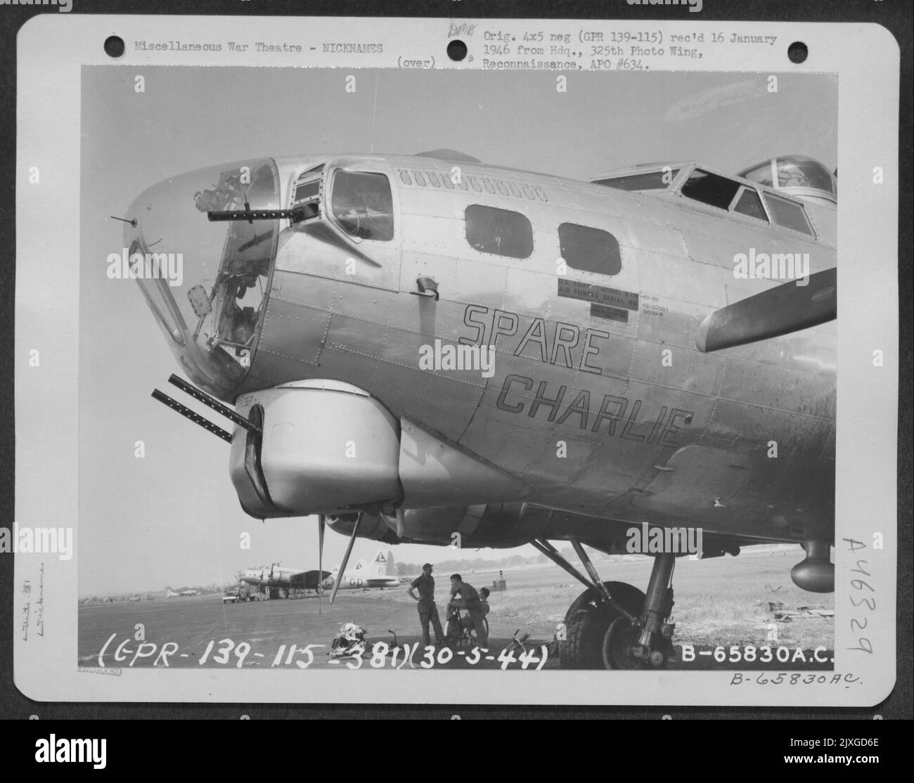 The Boeing B-17 'Flying Fortress' 'Spare Charlie' Of The 381Th Bomb Group Stationed At An 8Th Air Force Base Near Ridgewell, Essex County, England, 30 May 1944. Stock Photo