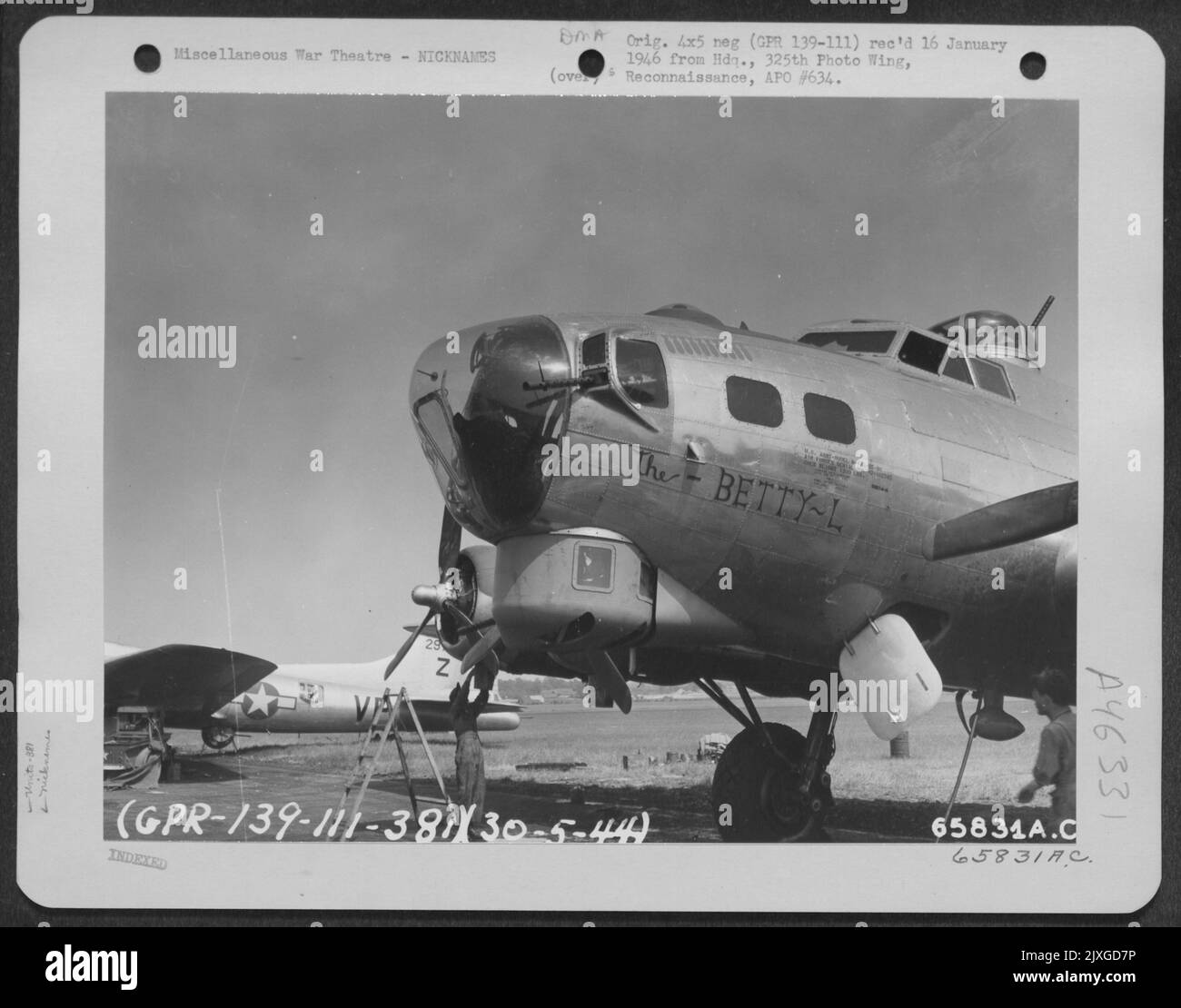 The Boeing B-17 'Flying Fortress' 'The Betty L' Of The 381St Bomb Group Stationed At An 8Th Air Force Base Near Ridgewell, Essex County, England, 30 May 1944. Stock Photo