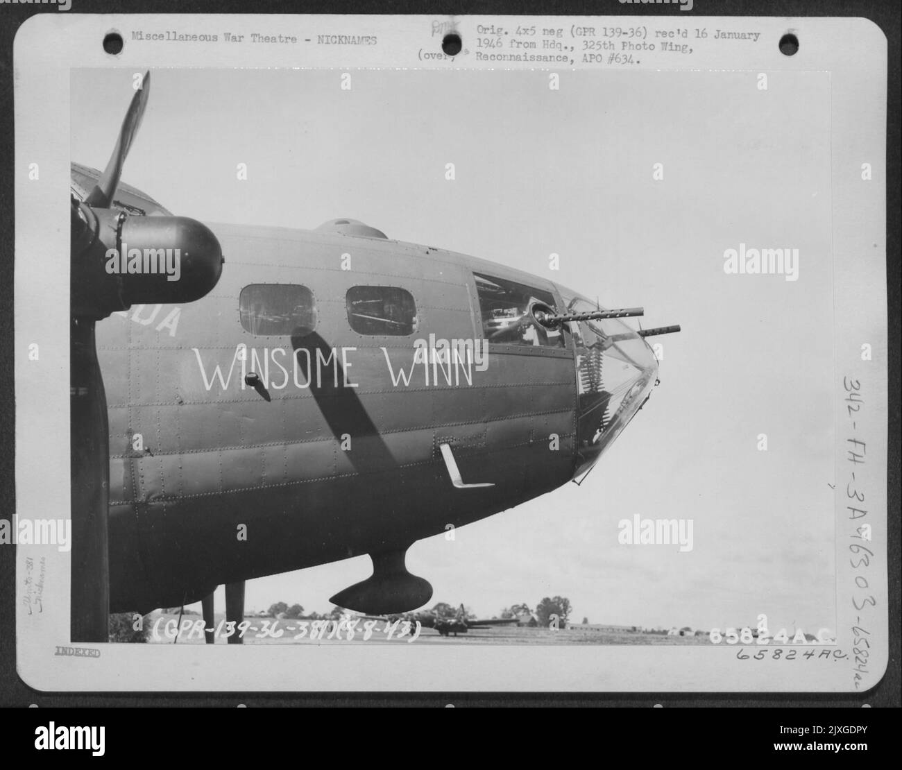 The Boeing B-17 'Flying Fortress' 'Winsome Winn', Of The 381St Bomb Group Stationed At An 8Th Air Force Base Near Ridgewell, Essex County, England, 8 August 1943. Stock Photo