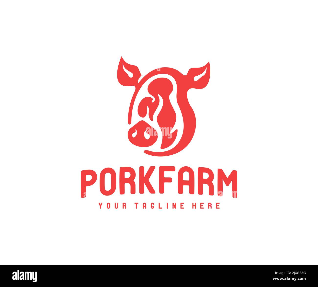 Pork steak and pig, logo design. Food, meat, meal, butcher shop and steakhouse, vector design and illustration Stock Vector