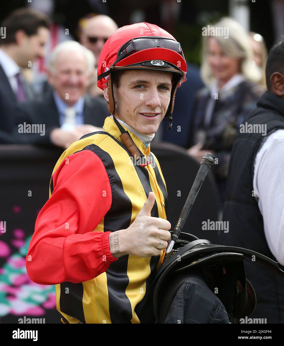 Jockey Beau Mertens returns to scale on Vassilator after winning race1 ...